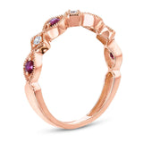 Kobelli Abwechselnder Ring aus Roségold mit Rubin und Diamant