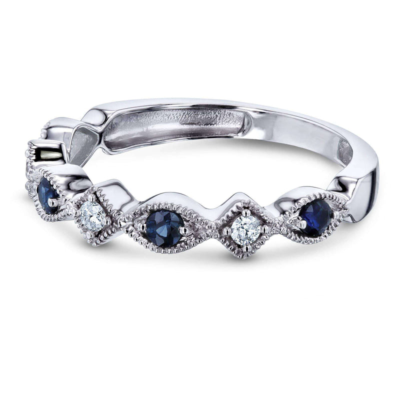 Kobelli Alternating Sapphire and Diamond White Gold Ring
