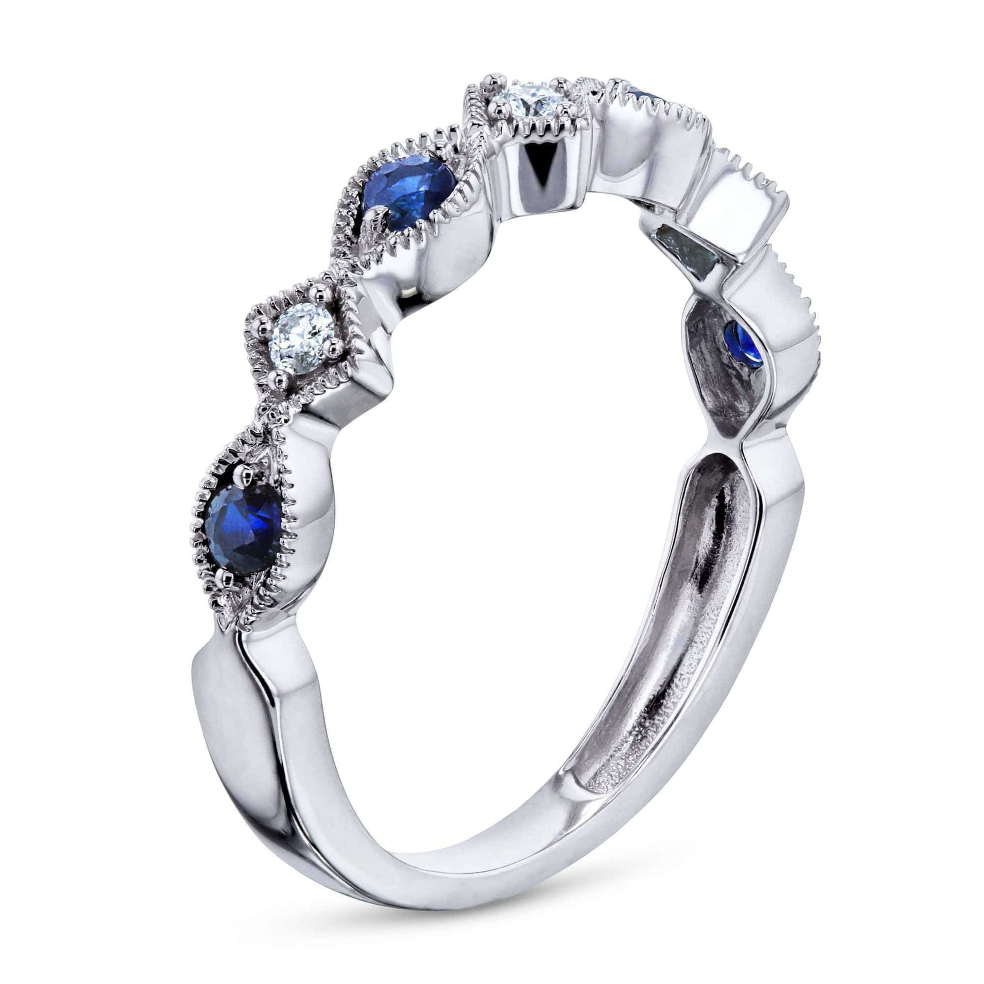 Kobelli Alternating Sapphire and Diamond White Gold Ring