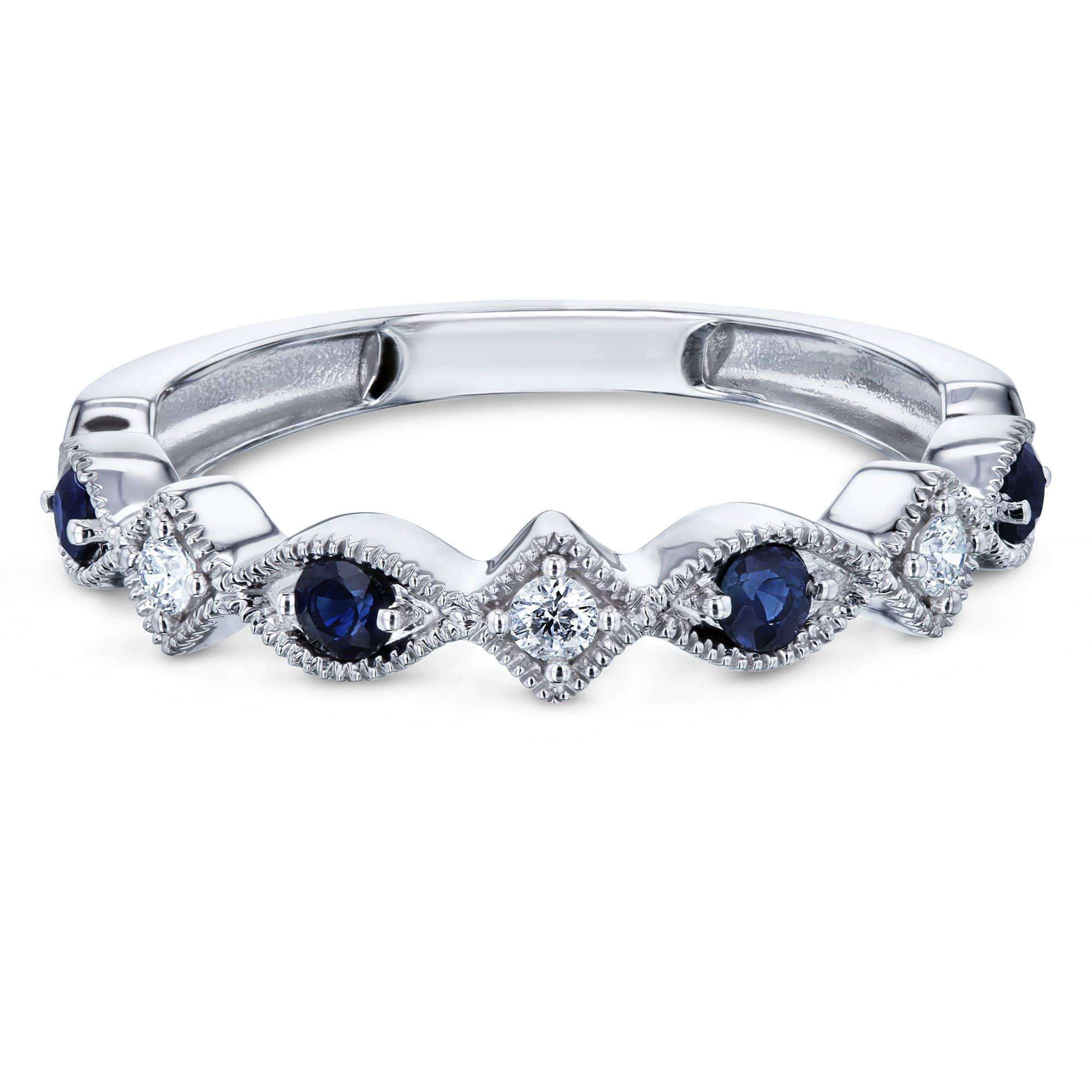 Kobelli Alternating Sapphire and Diamond White Gold Ring