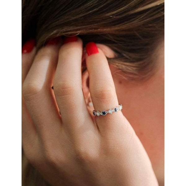 Kobelli Alternating Sapphire and Diamond White Gold Ring