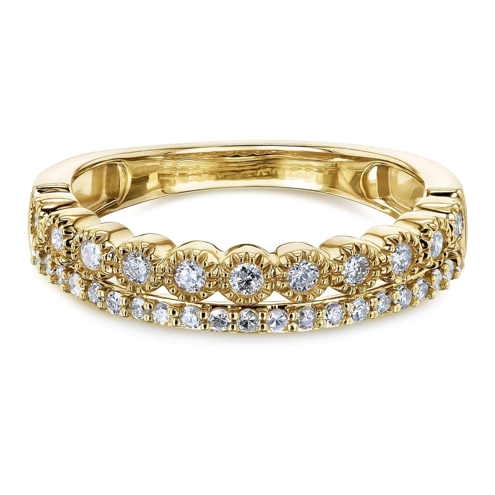 Kobelli Mixed Set Double Row Diamond Band 10k Yellow Gold