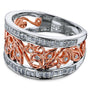 Kobelli Floral Filigree Anniversary Ring Two Tone Gold
