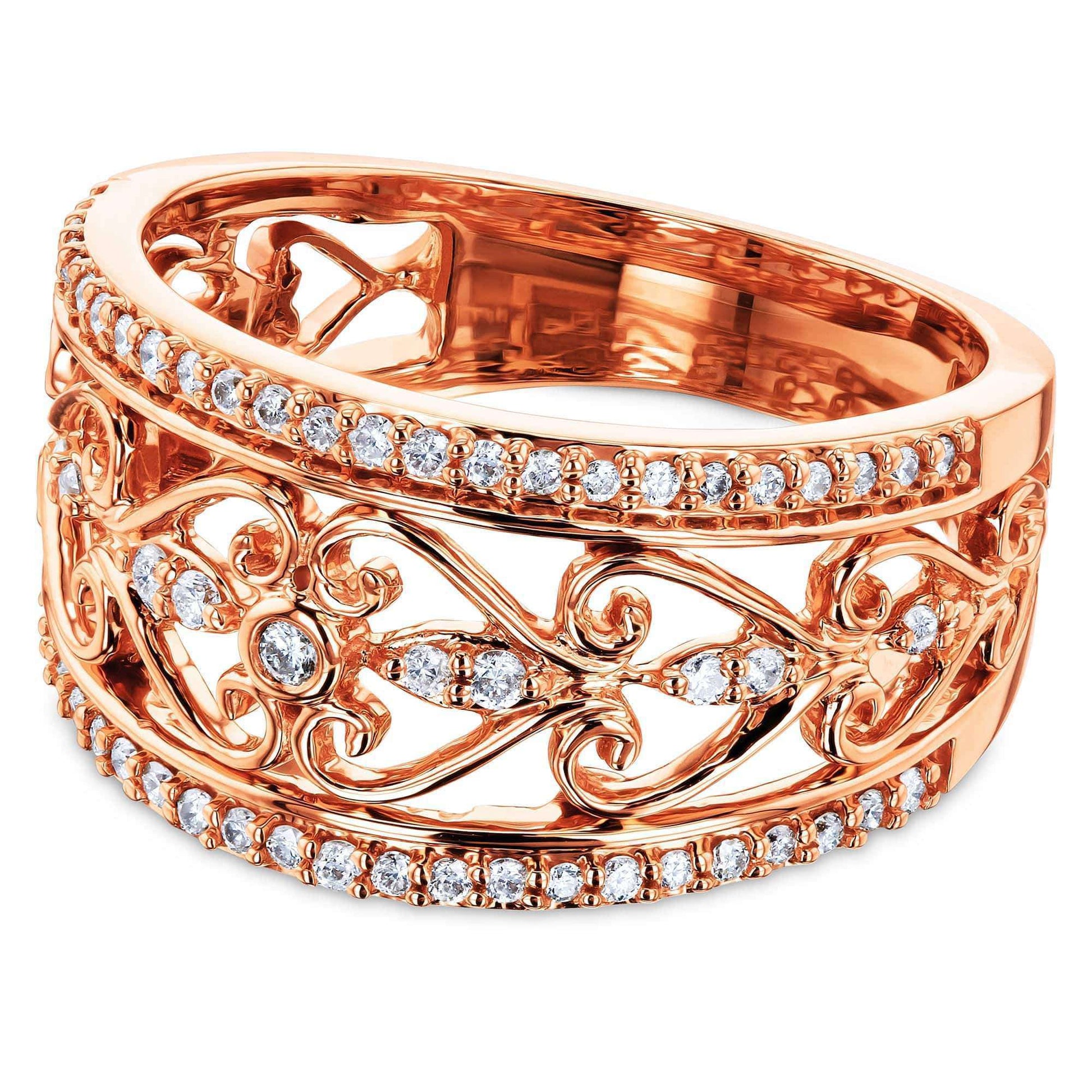Kobelli Diamond Filigree Anniversary Ring Rose Gold