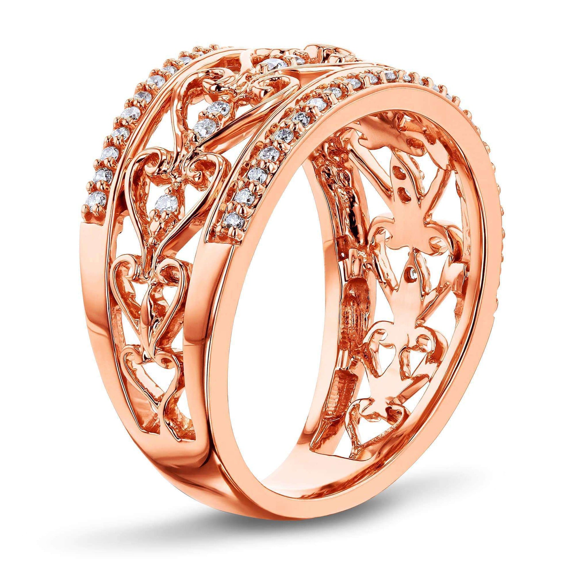 Kobelli Diamond Filigree Anniversary Ring Rose Gold