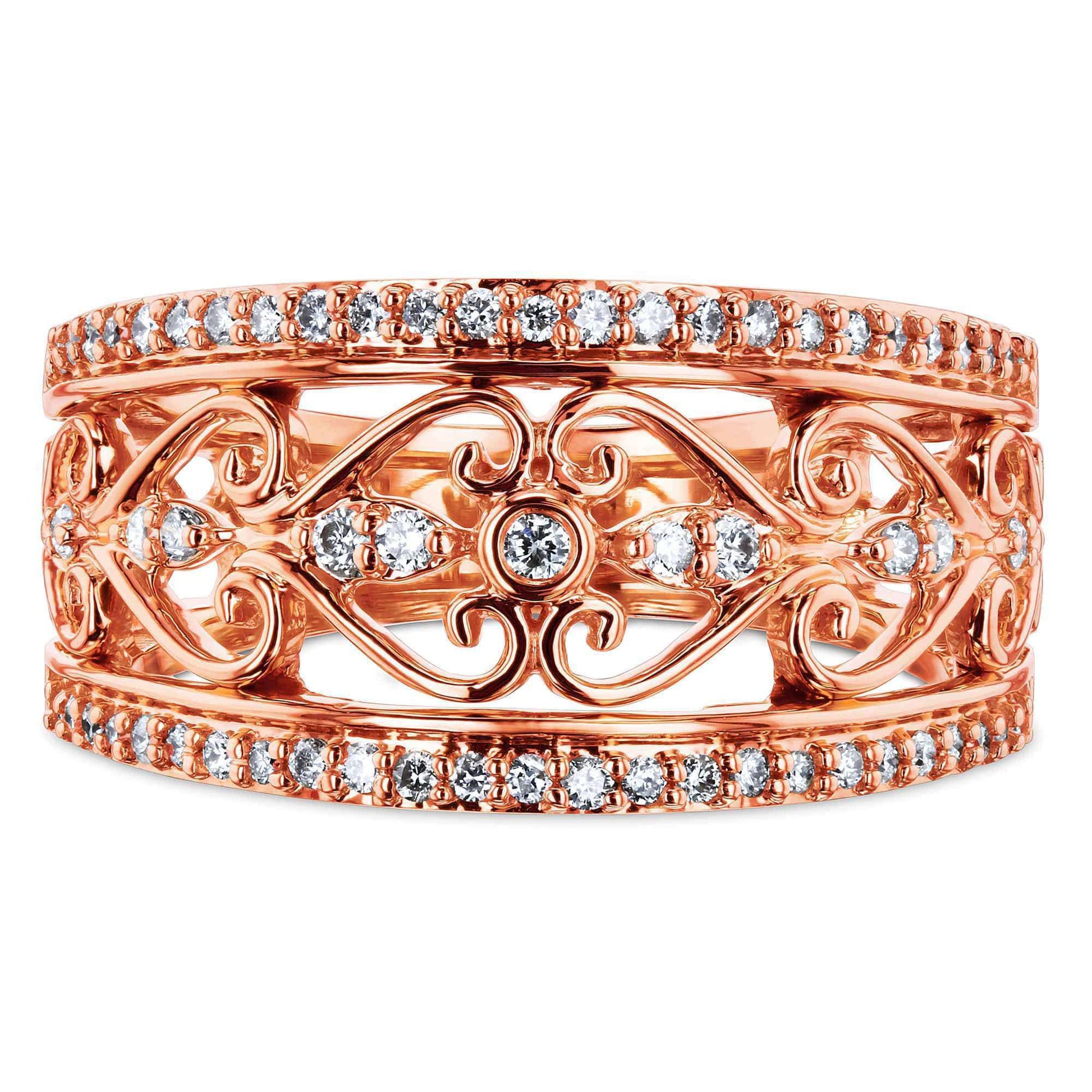 Kobelli Diamond Filigree Anniversary Ring Rose Gold