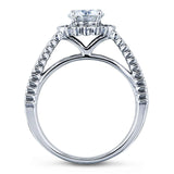 Kobelli Vintage Diamond Split Shank Halo Engagement Ring (14K White Gold)