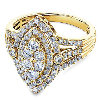 Marquise Cluster Split Shank Diamond Ring 10k Gold (1 CTW