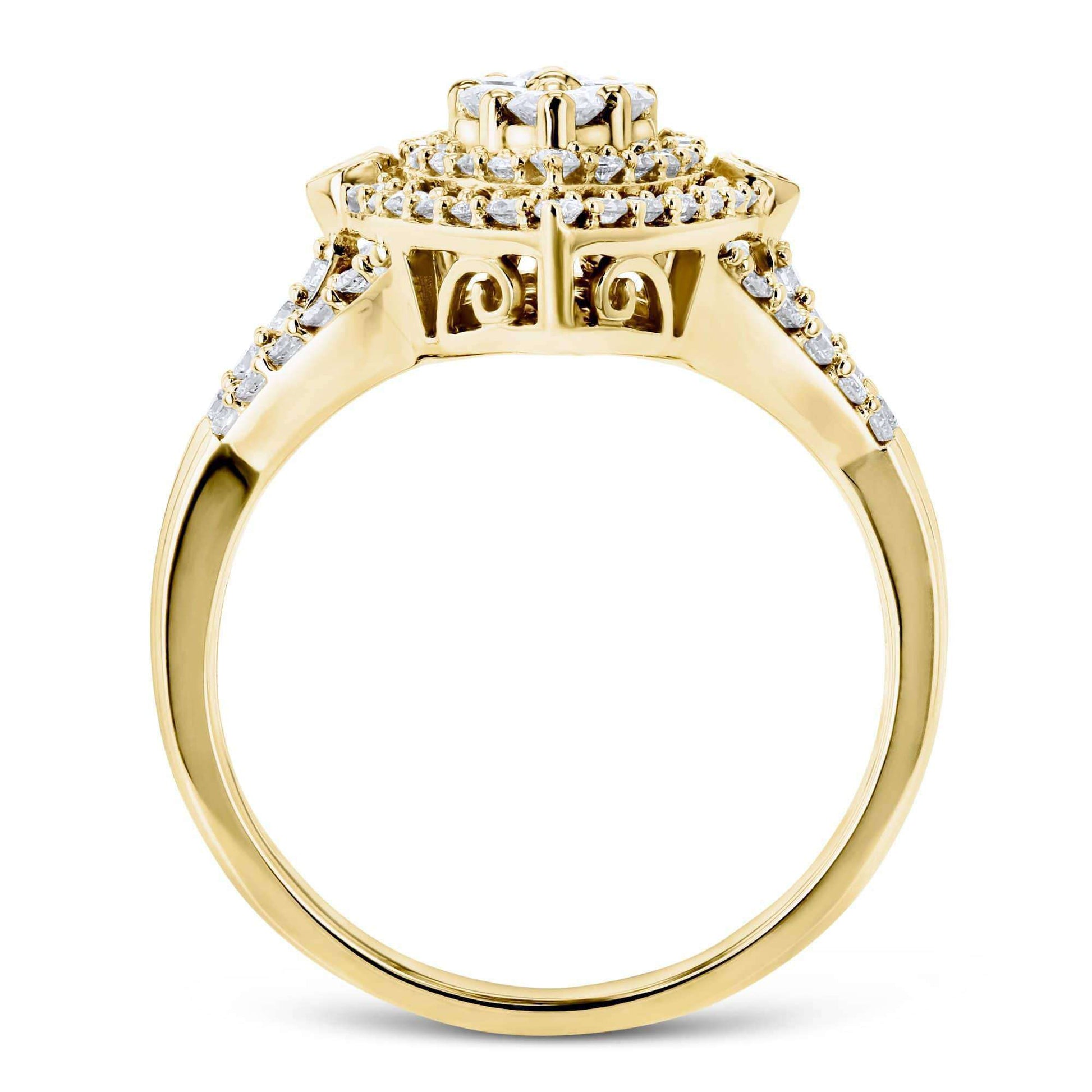 Kobelli Marquise Cluster Split Shank Diamond Ring 10k Gold (1 CTW)