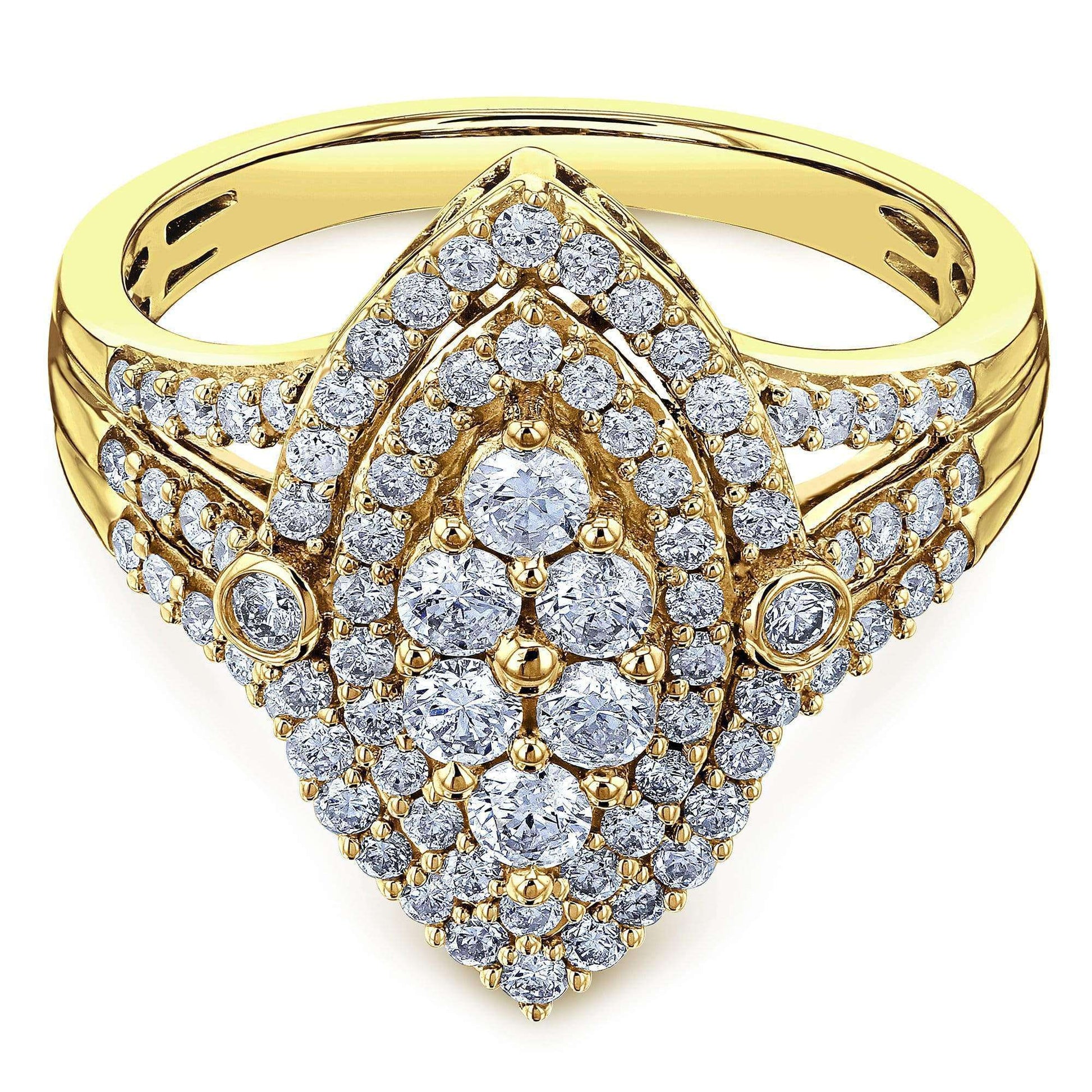 Kobelli Marquise Cluster Split Shank Diamond Ring 10k Gold (1 CTW)