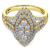 Anel de diamante Kobelli marquise cluster com haste dividida em ouro 10k (1 ctw)