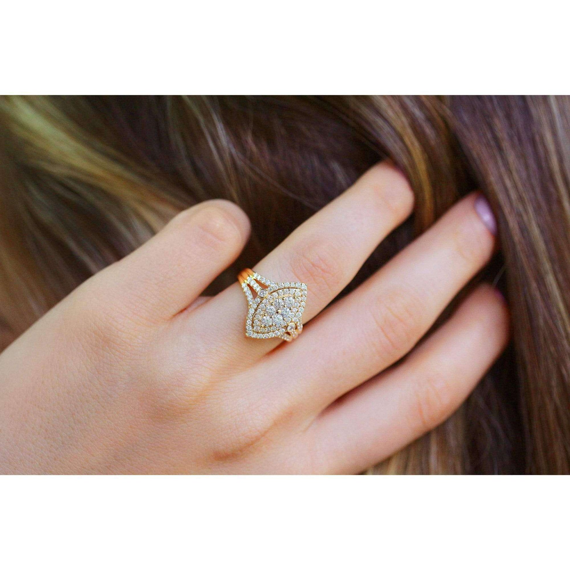 Kobelli Marquise Cluster Split Shank Diamond Ring 10k Gold (1 CTW)