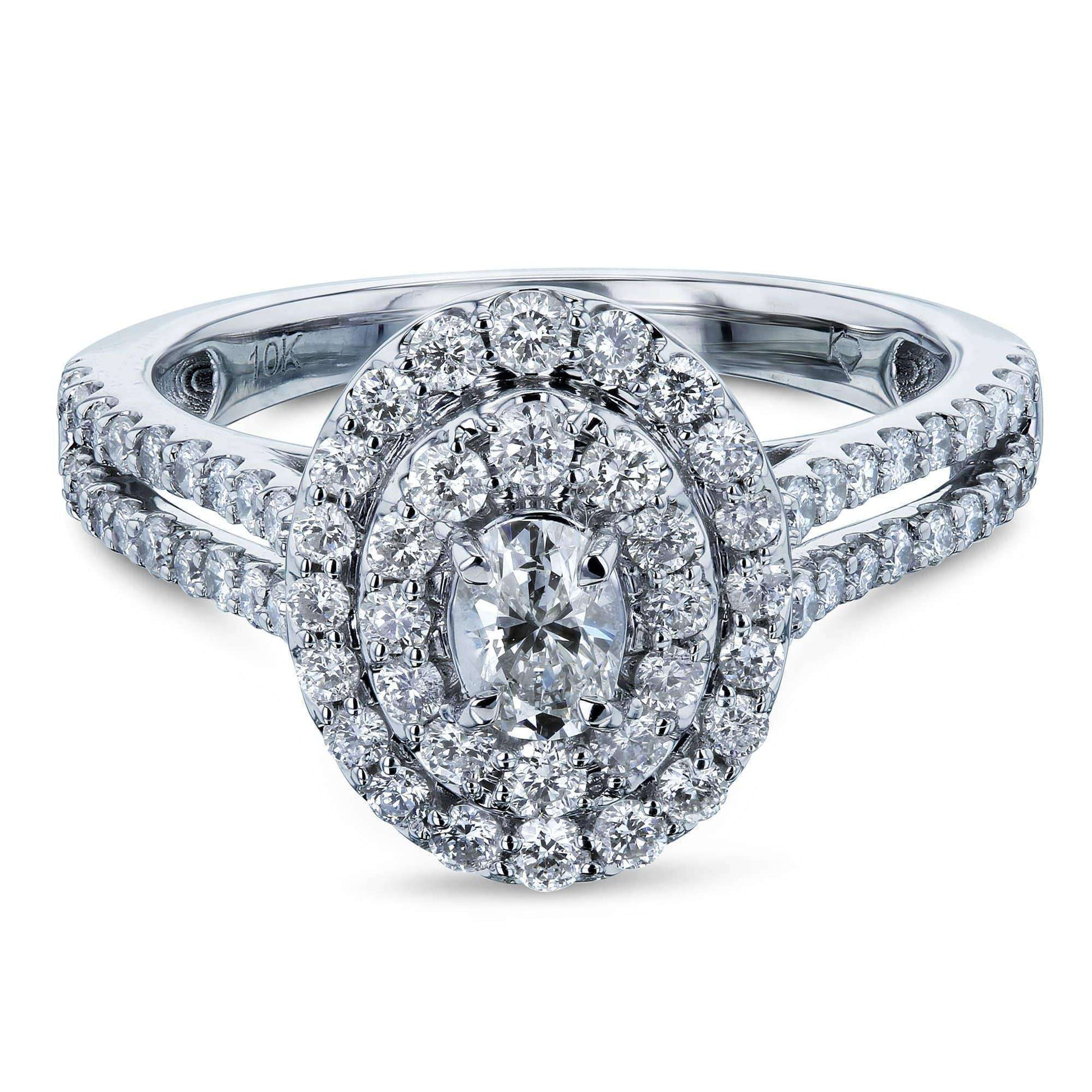 Kobelli Oval Cluster Split Shank Diamond Ring 10k Gold (1 CTW)