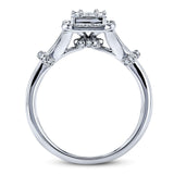 Kobelli rechteckiger Cluster-Baguette-Diamant-Halo-Ring mit geteiltem Schaft und Schleifenakzent