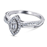 Kobelli diamant marquise form klynge 10k hvidguld ring