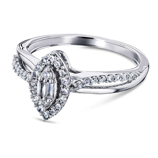 Kobelli Diamond Marquise Shape Cluster 10k White Gold Ring