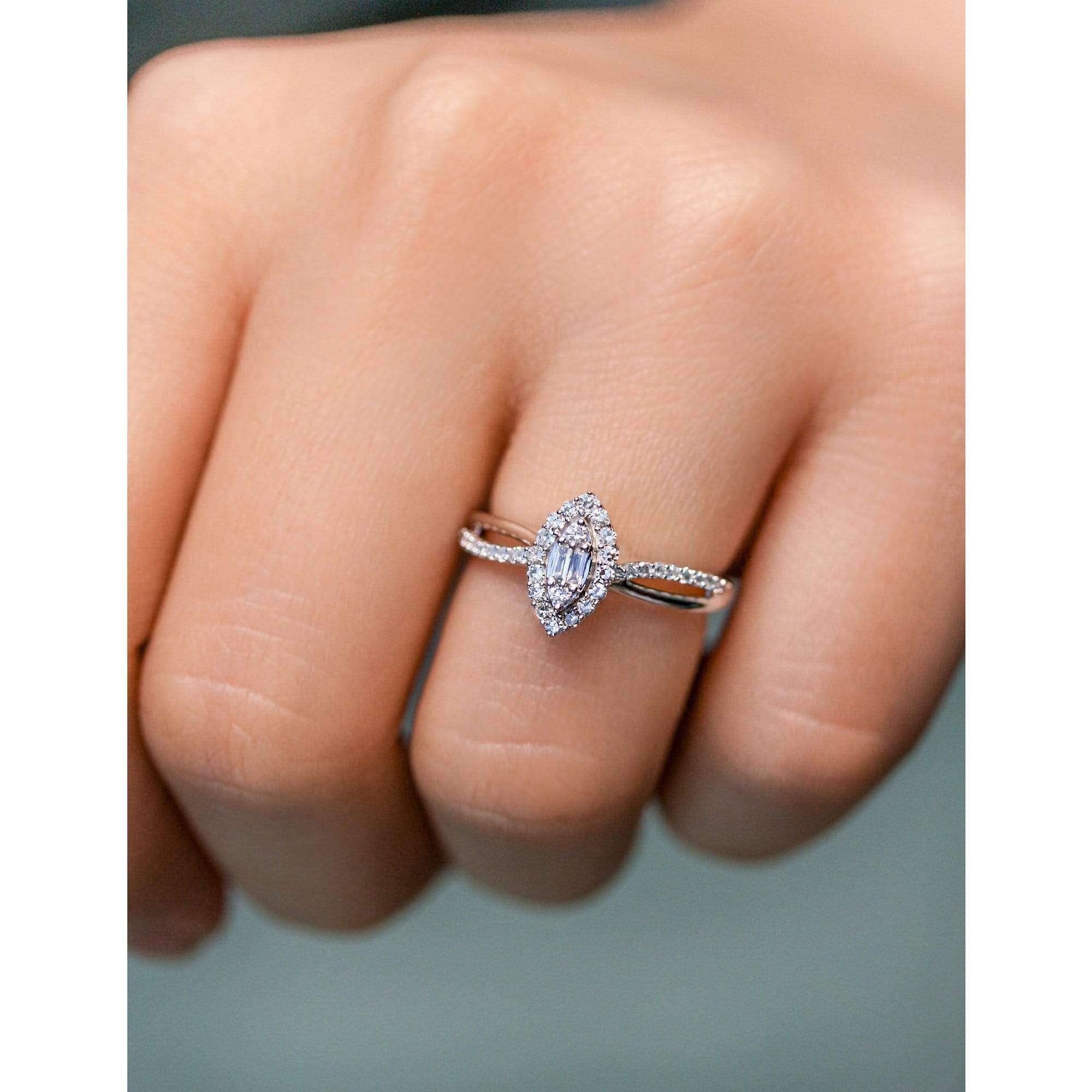 Kobelli Diamond Marquise Shape Cluster 10k White Gold Ring