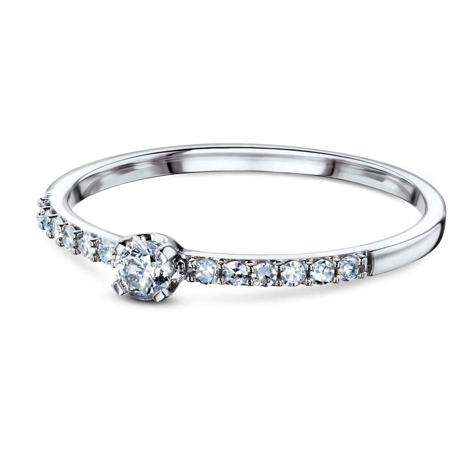 Kobelli Low Petite Diamond Promise Ring 10k White Gold