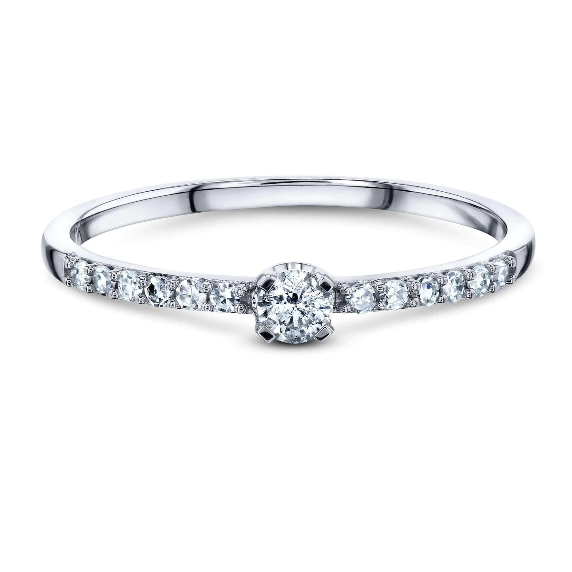 Kobelli Low Petite Diamond Promise Ring 10k White Gold