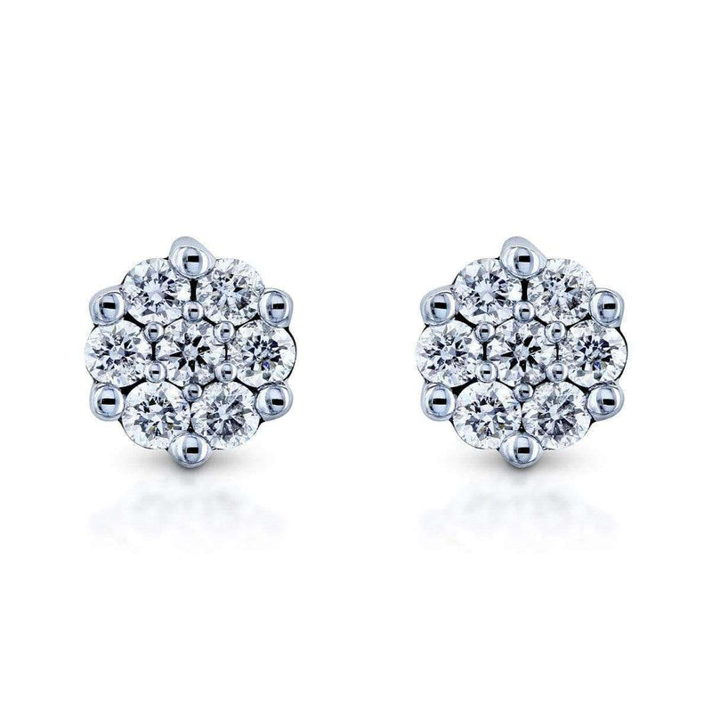 Kobelli Diamond Cluster Round Earrings 10k Gold