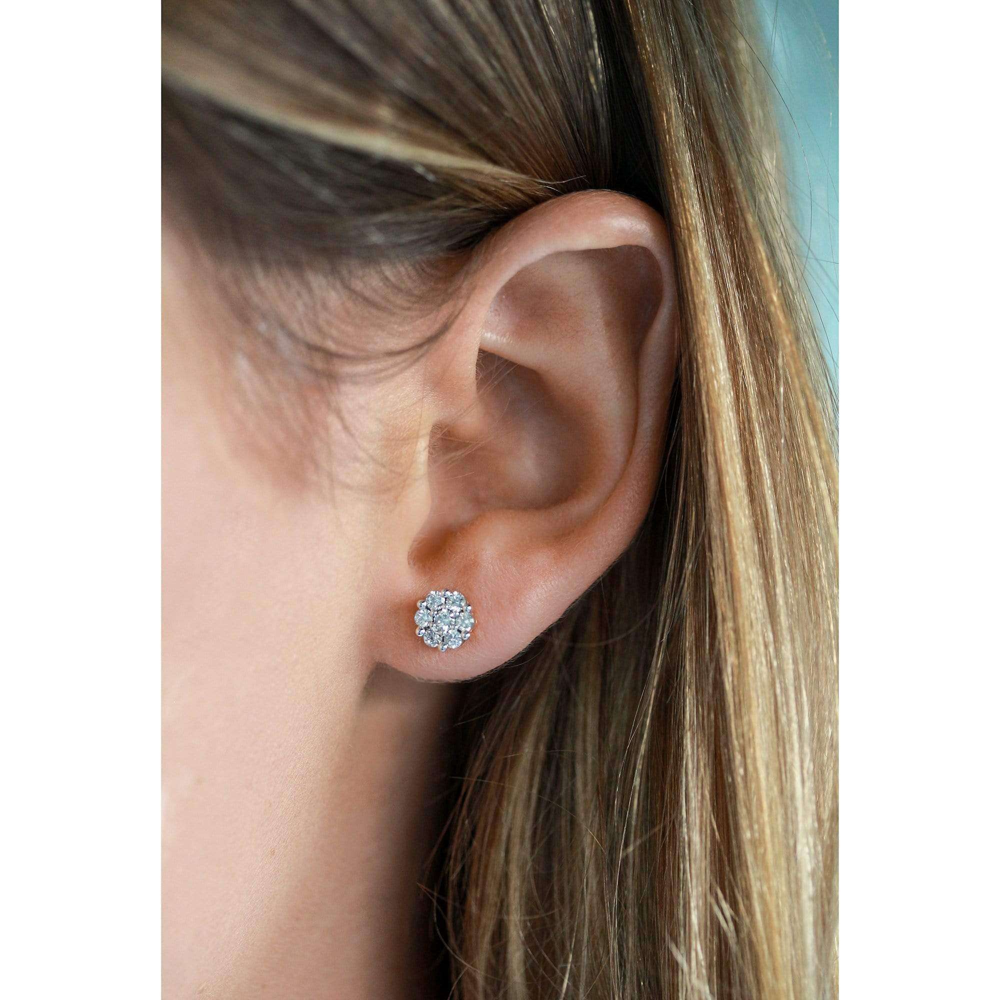 Kobelli 1/2ct.tw Diamond Cluster Round Earrings 10k Gold