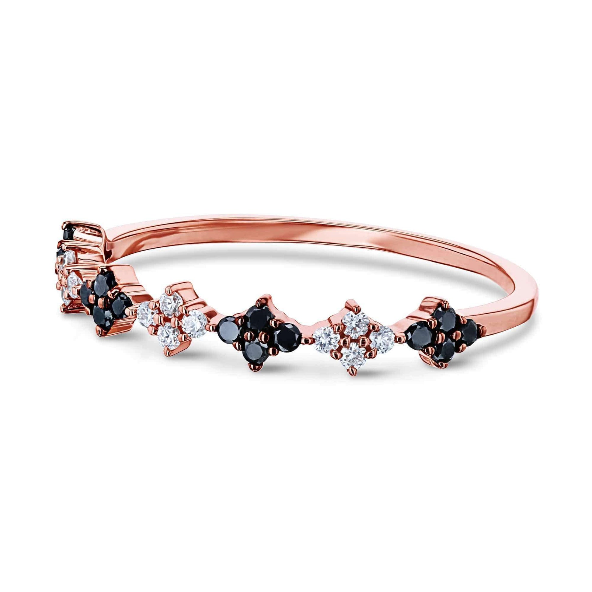 Kobelli Black and White Diamond Rose Gold Ring