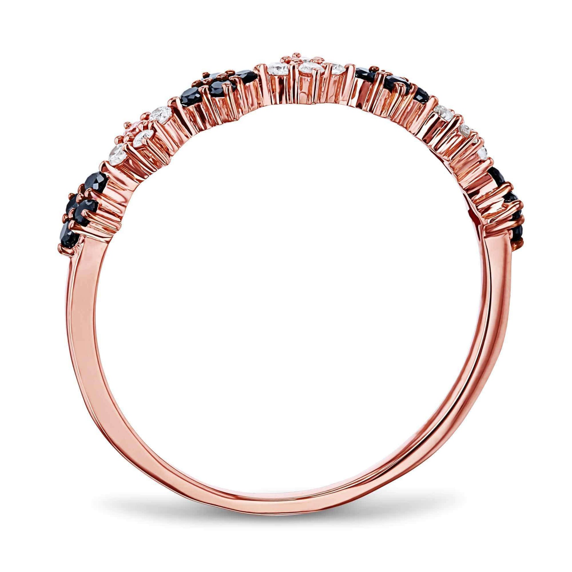 Kobelli Black and White Diamond Rose Gold Ring