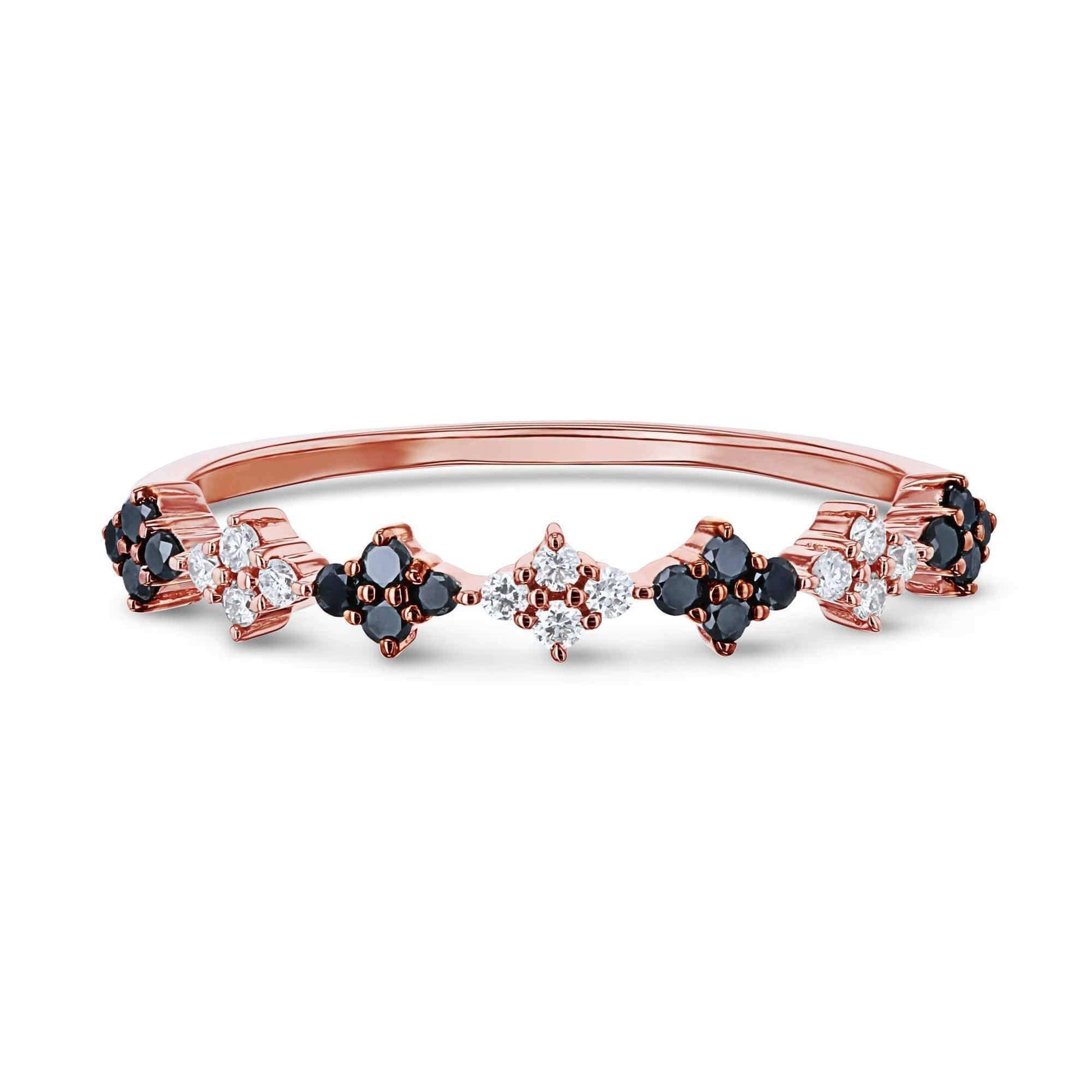 Kobelli Black and White Diamond Rose Gold Ring