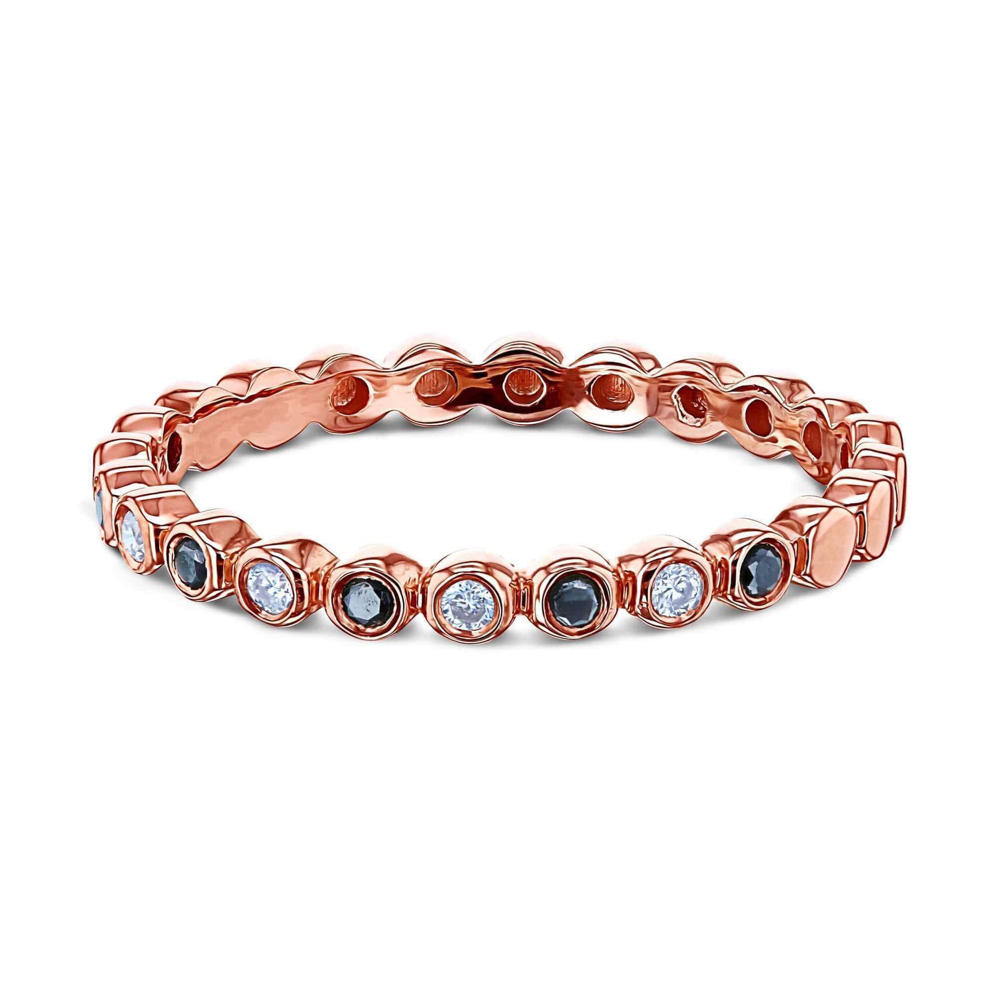 Kobelli Black and White Diamond Bezel Rose Gold Ring