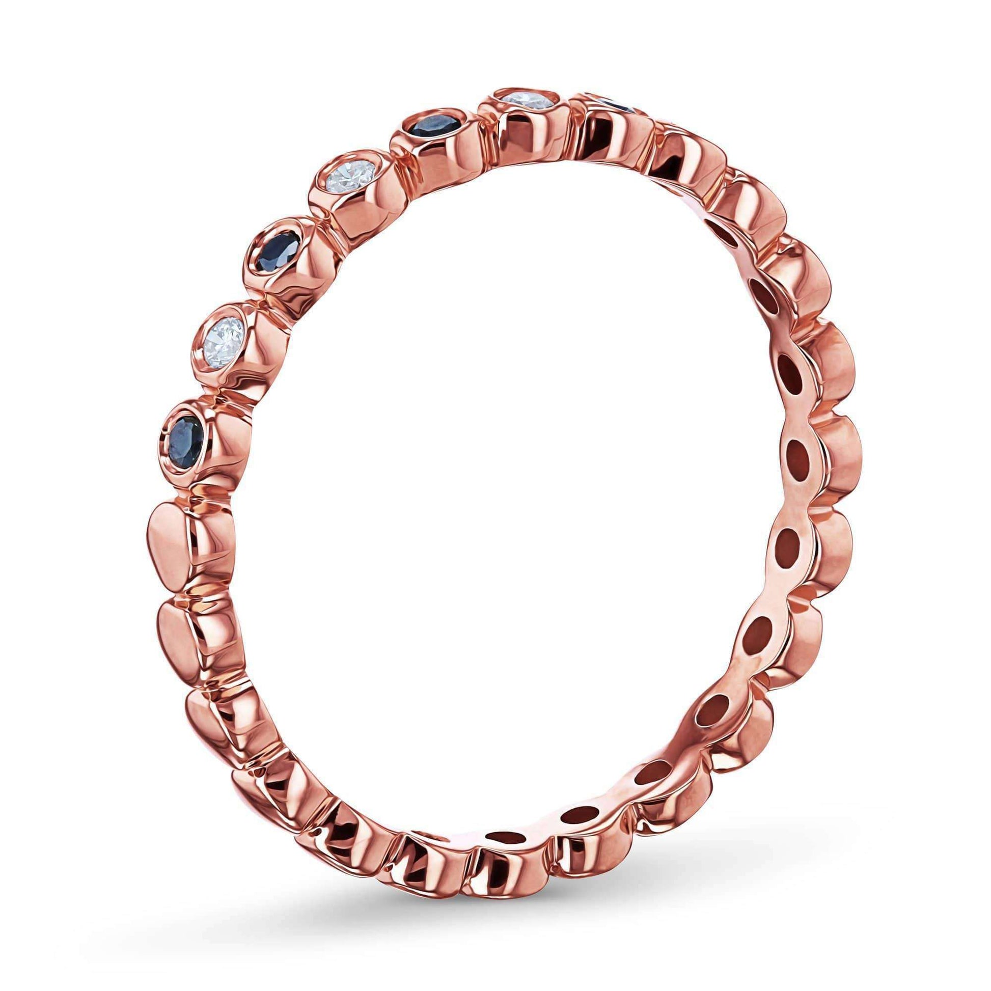Kobelli Black and White Diamond Bezel Rose Gold Ring