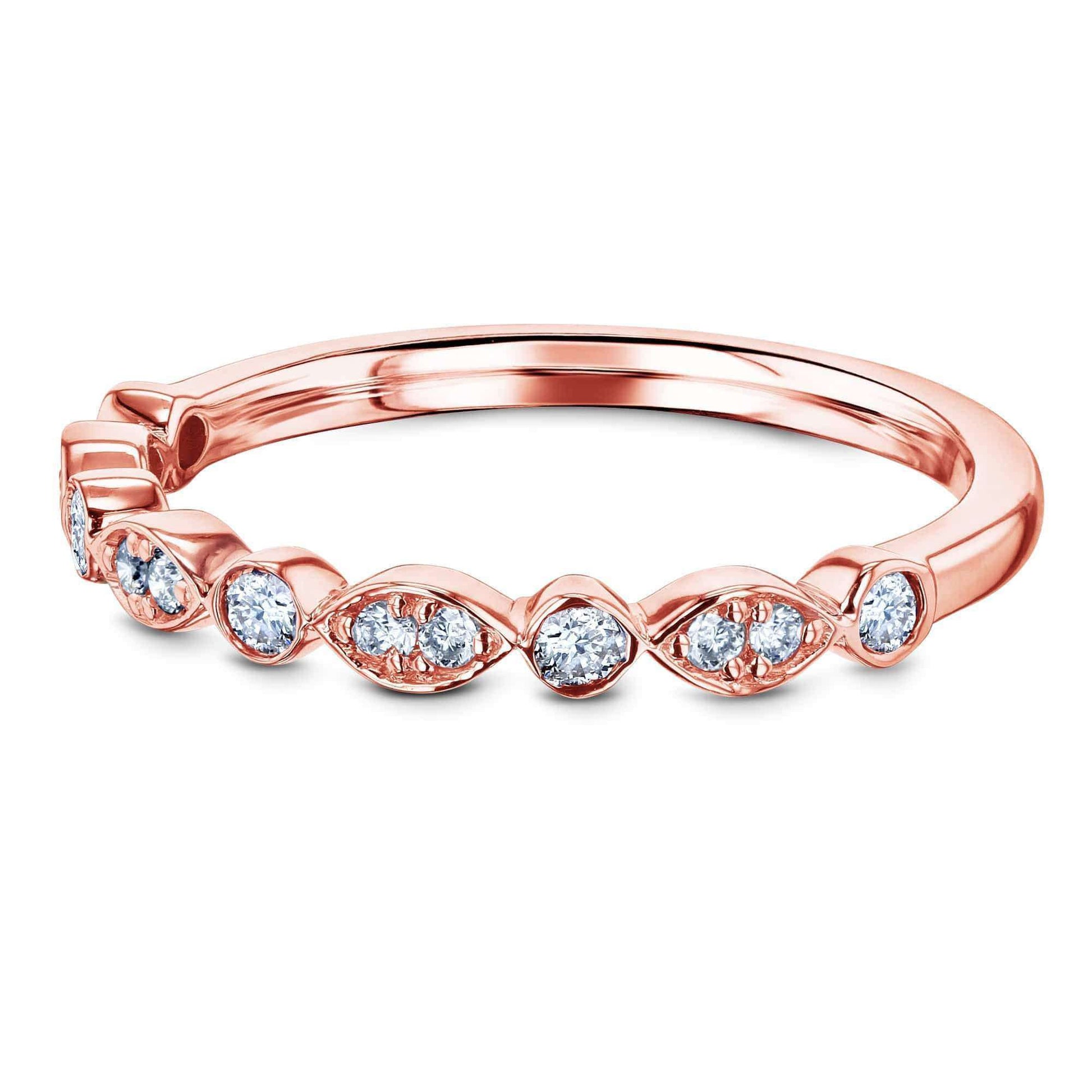 Kobelli Bezel Pave Diamond Bead-Patterned Gold Band