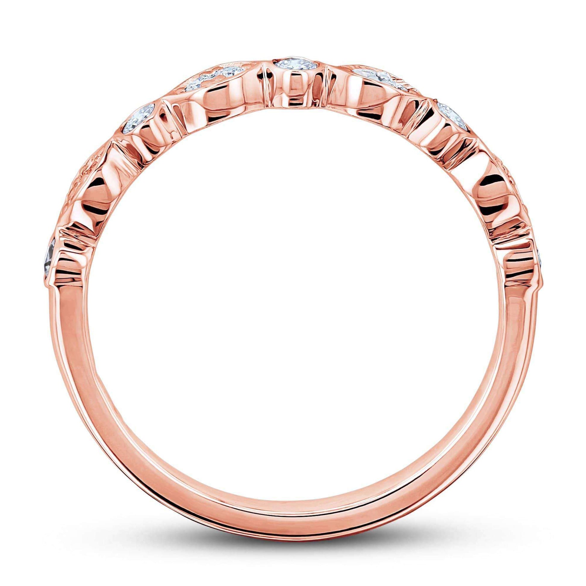 Kobelli Bezel Pave Diamond Bead-Patterned Gold Band