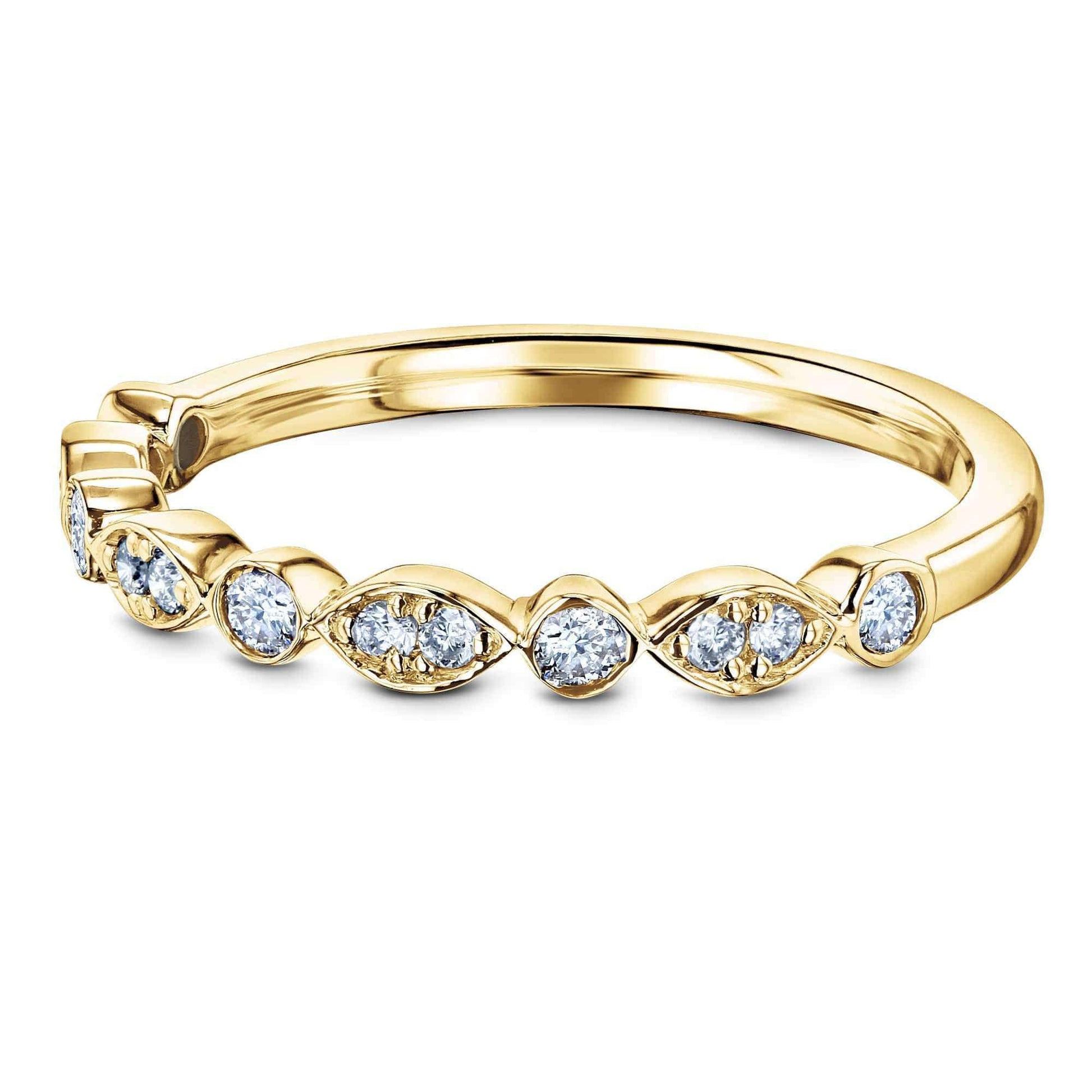 Kobelli Bezel Pave Diamond Bead-Patterned Gold Band