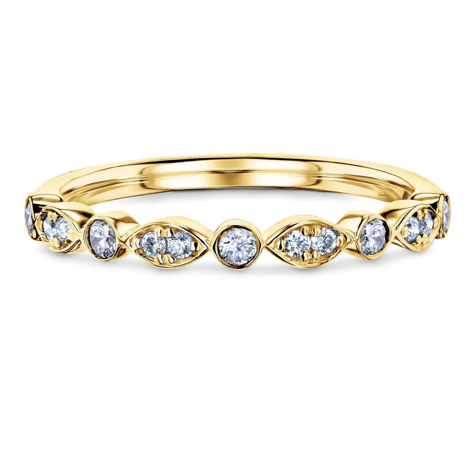 Kobelli Bezel Pave Diamond Bead-Patterned Gold Band 62681D/4.5Y