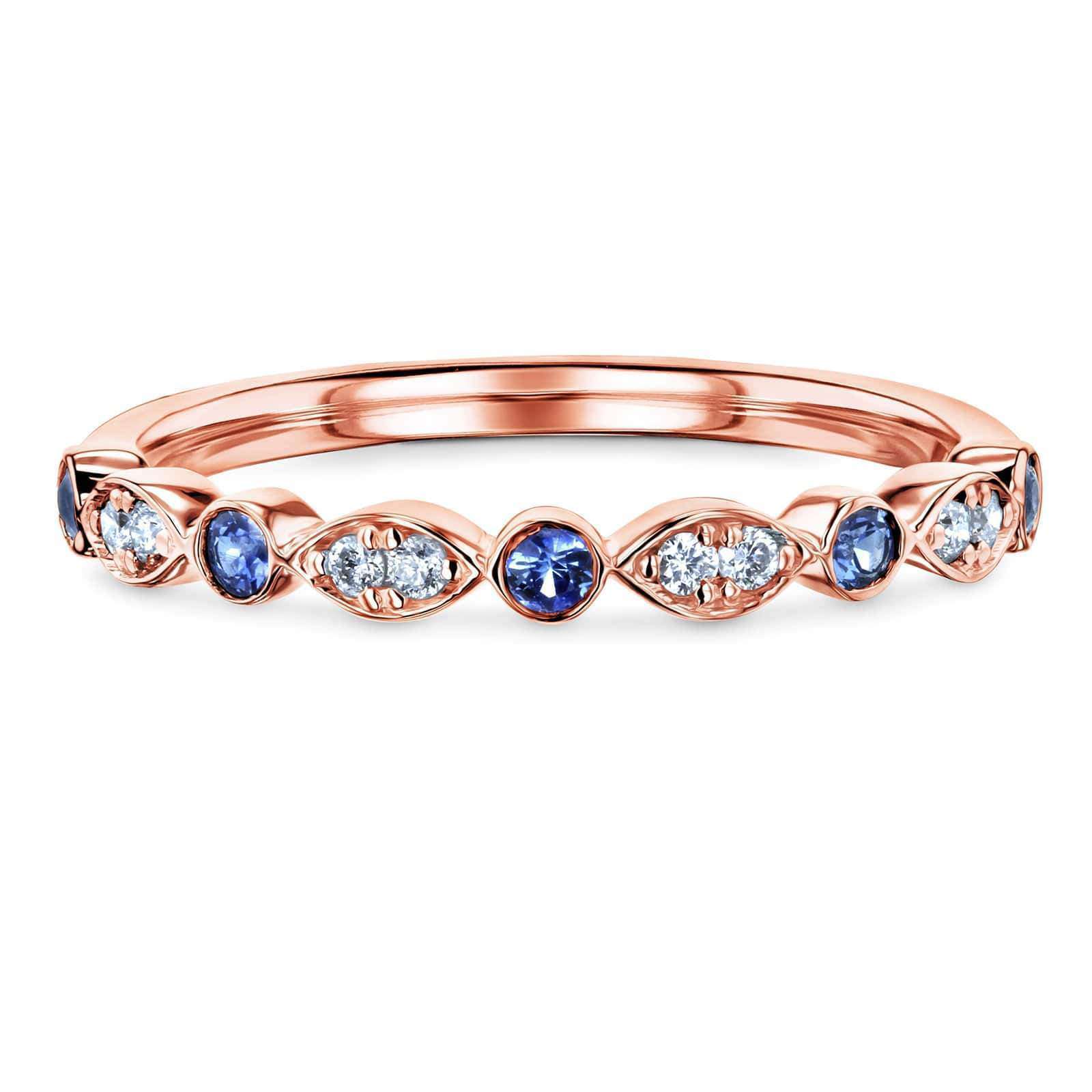 Kobelli Bezel Sapphire Pave Diamond Patterned Gold Band 62681DBS/4.5R