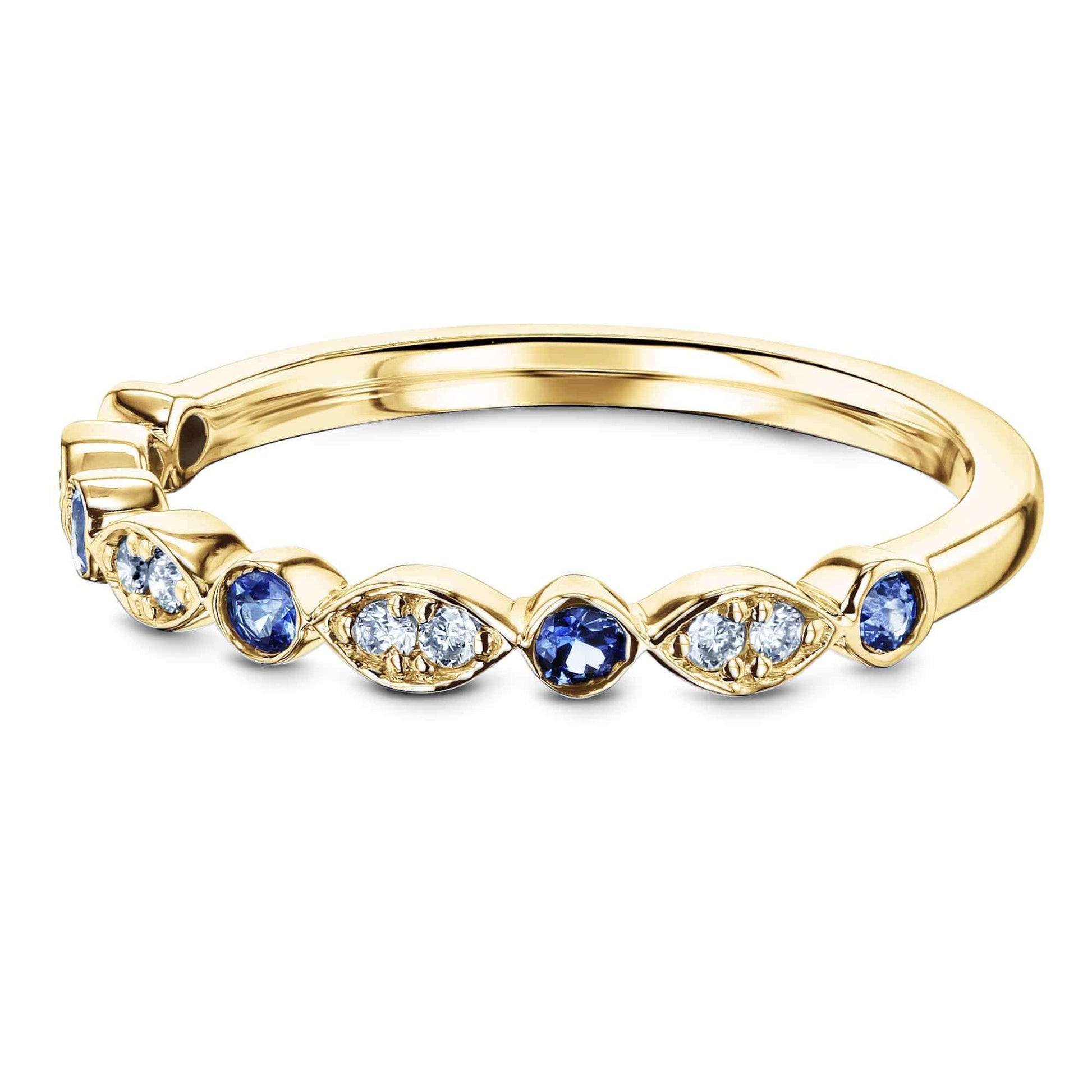 Kobelli Bezel Sapphire Pave Diamond Patterned Gold Band 62681DBS/4.5Y