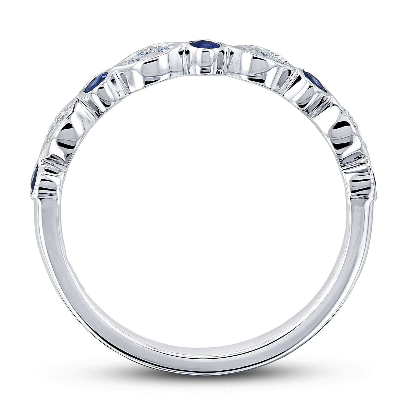 Kobelli Bezel Sapphire Pave Diamond Patterned Gold Band