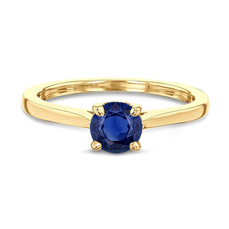 14K Gold Oval Blue Sapphire Diamond Ring