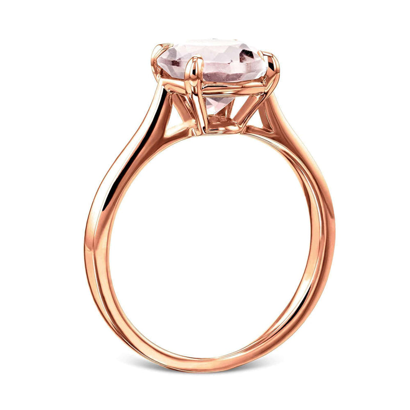 Kobelli 8mm Morganite Pink Gemstone Solitaire Taper Shank Ring in 14k Gold