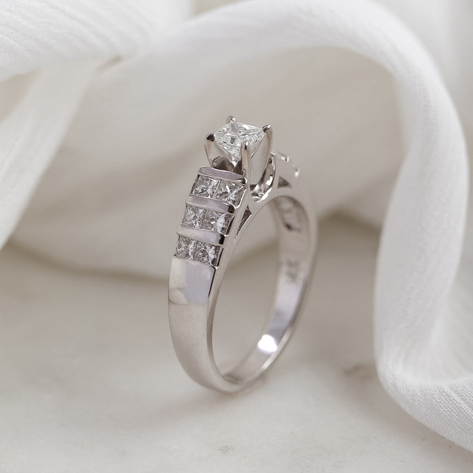 Kobelli Vertical Channel Natural Diamond Engagement Ring