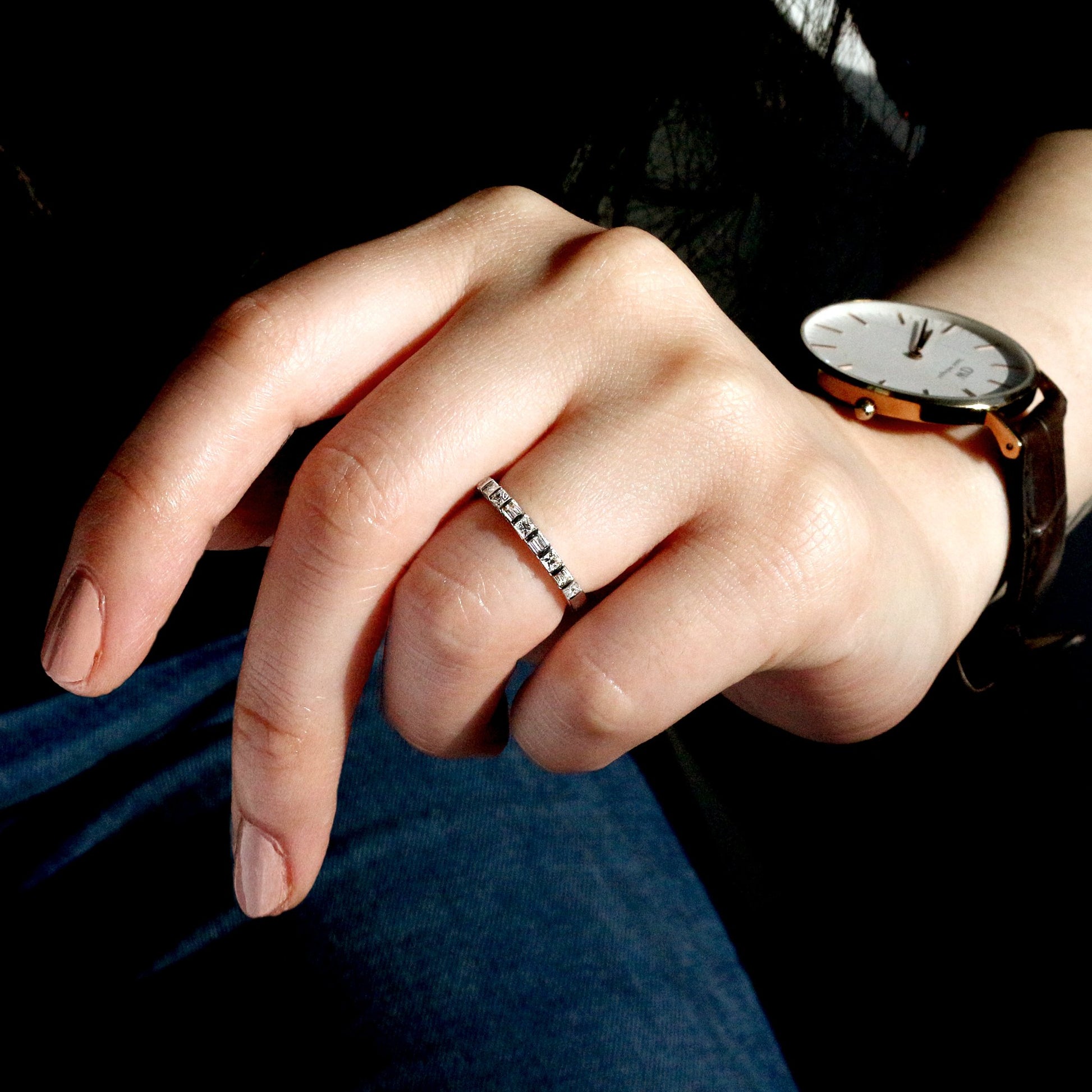 Kobelli Princess and Baguette Diamond Band