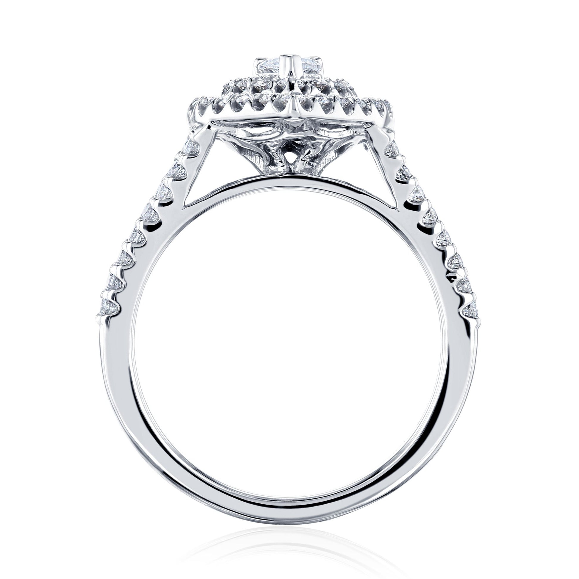 Kobelli Pear Cluster Double Halo Split Shank Diamond Ring