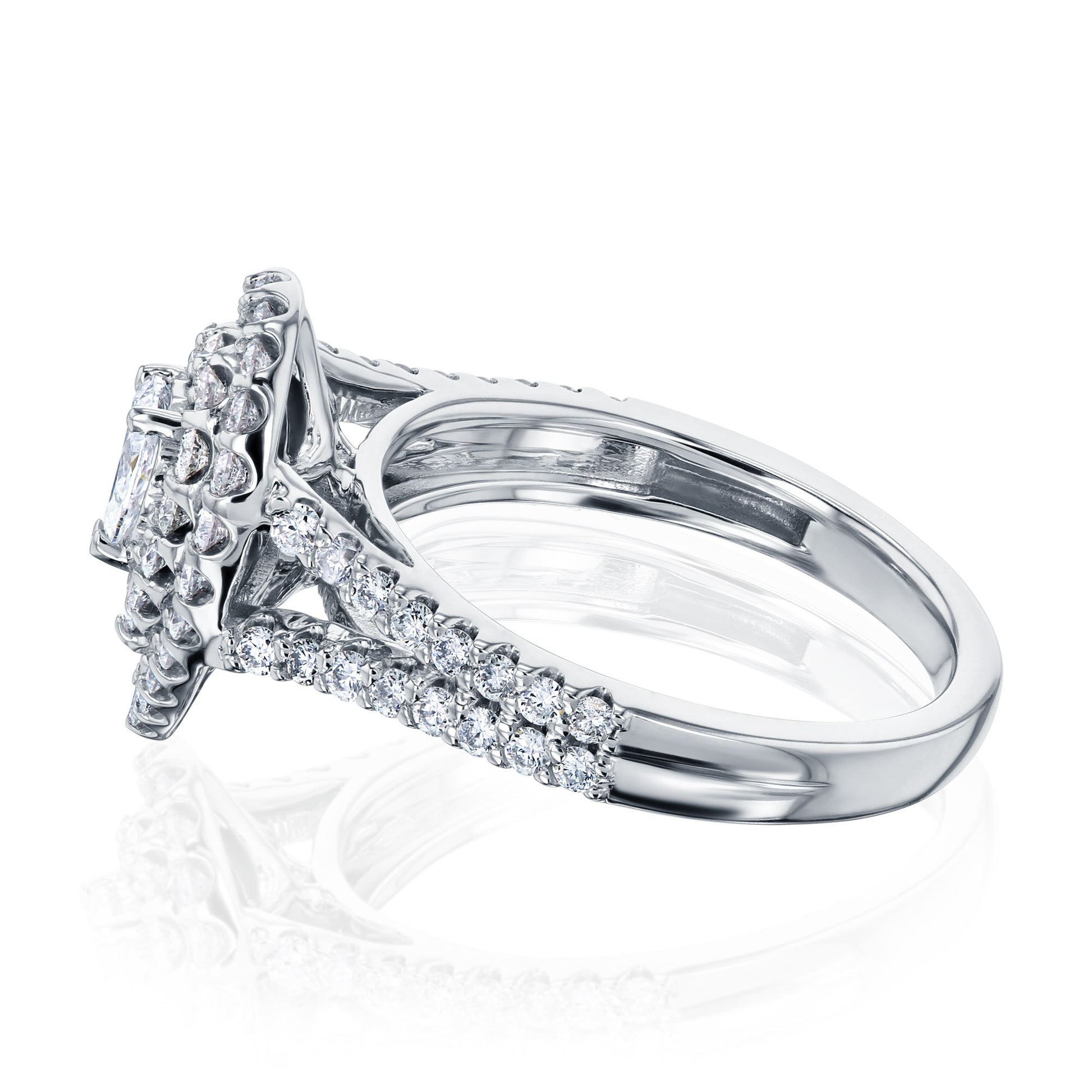 Kobelli Pear Cluster Double Halo Split Shank Diamond Ring