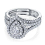 Kobelli Pear Cluster Double Halo Split Shank Bridal Set