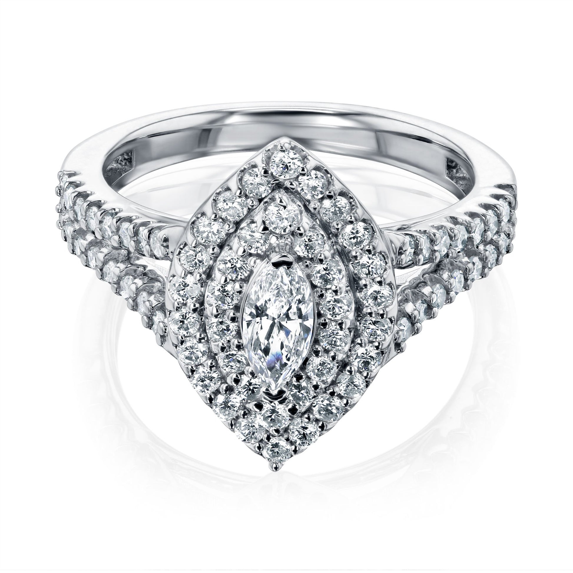 Kobelli Marquis Cluster Double Halo Split Shank Ring