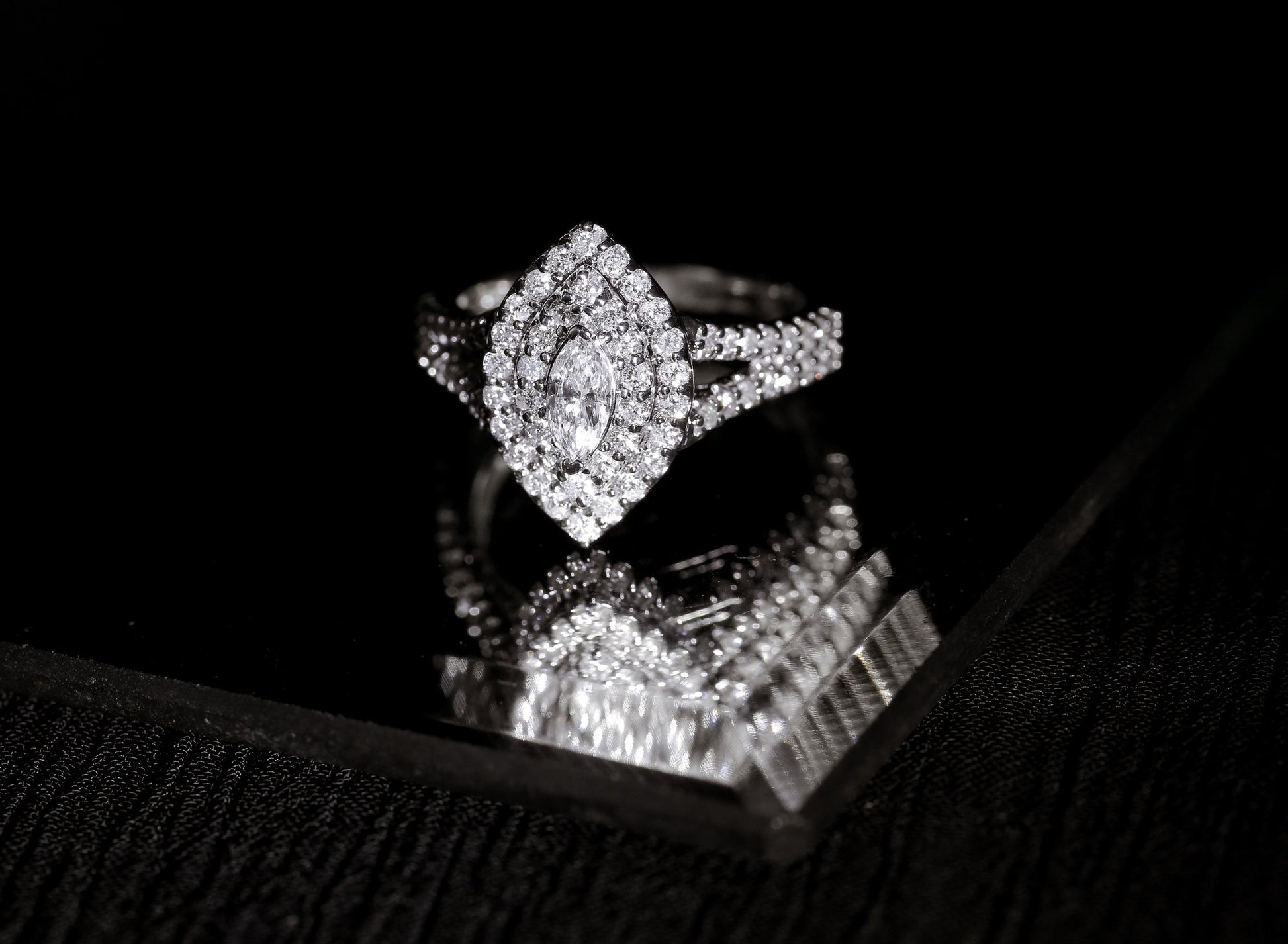 Kobelli Marquis Cluster Double Halo Split Shank Ring