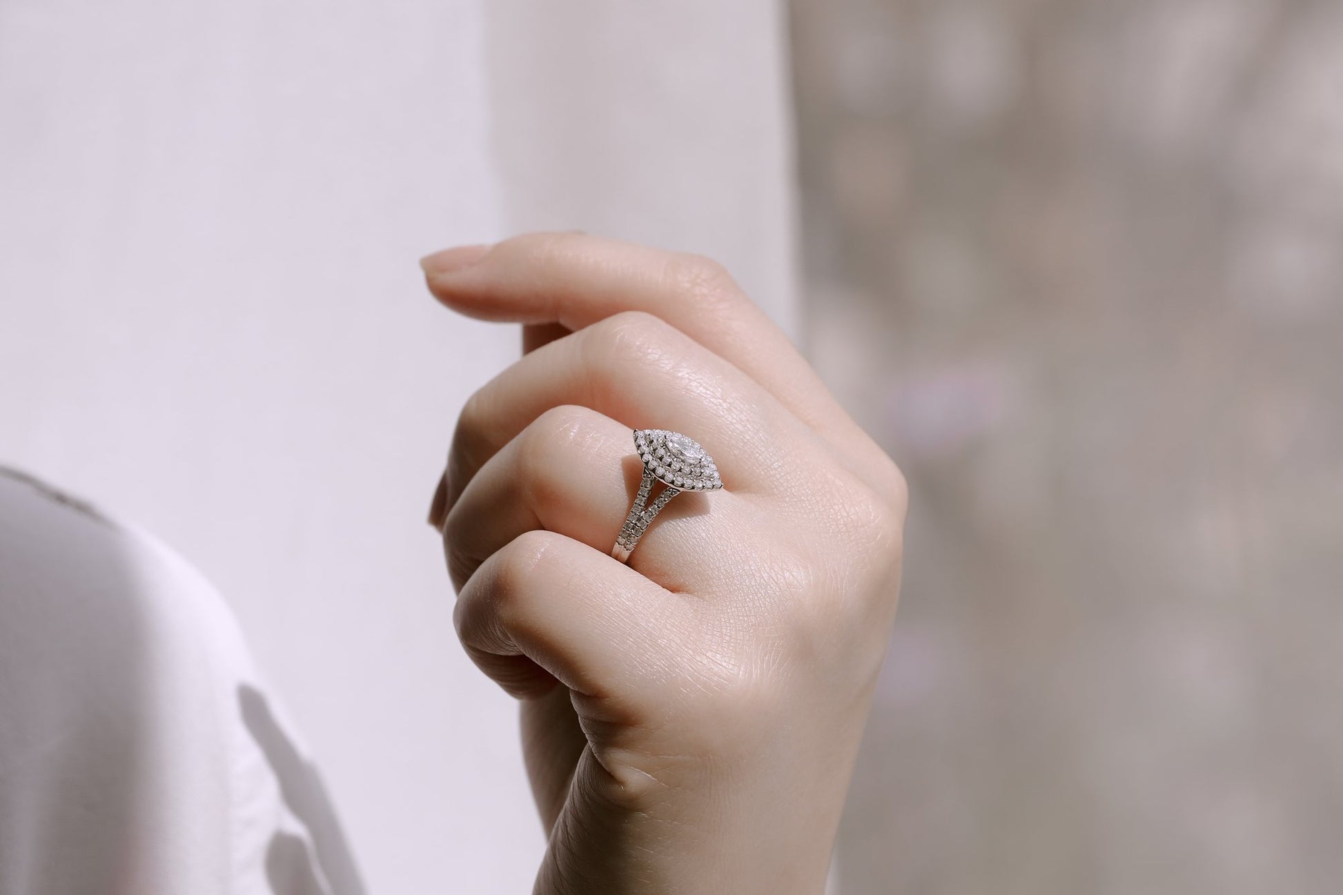 Kobelli Marquis Cluster Double Halo Split Shank Ring