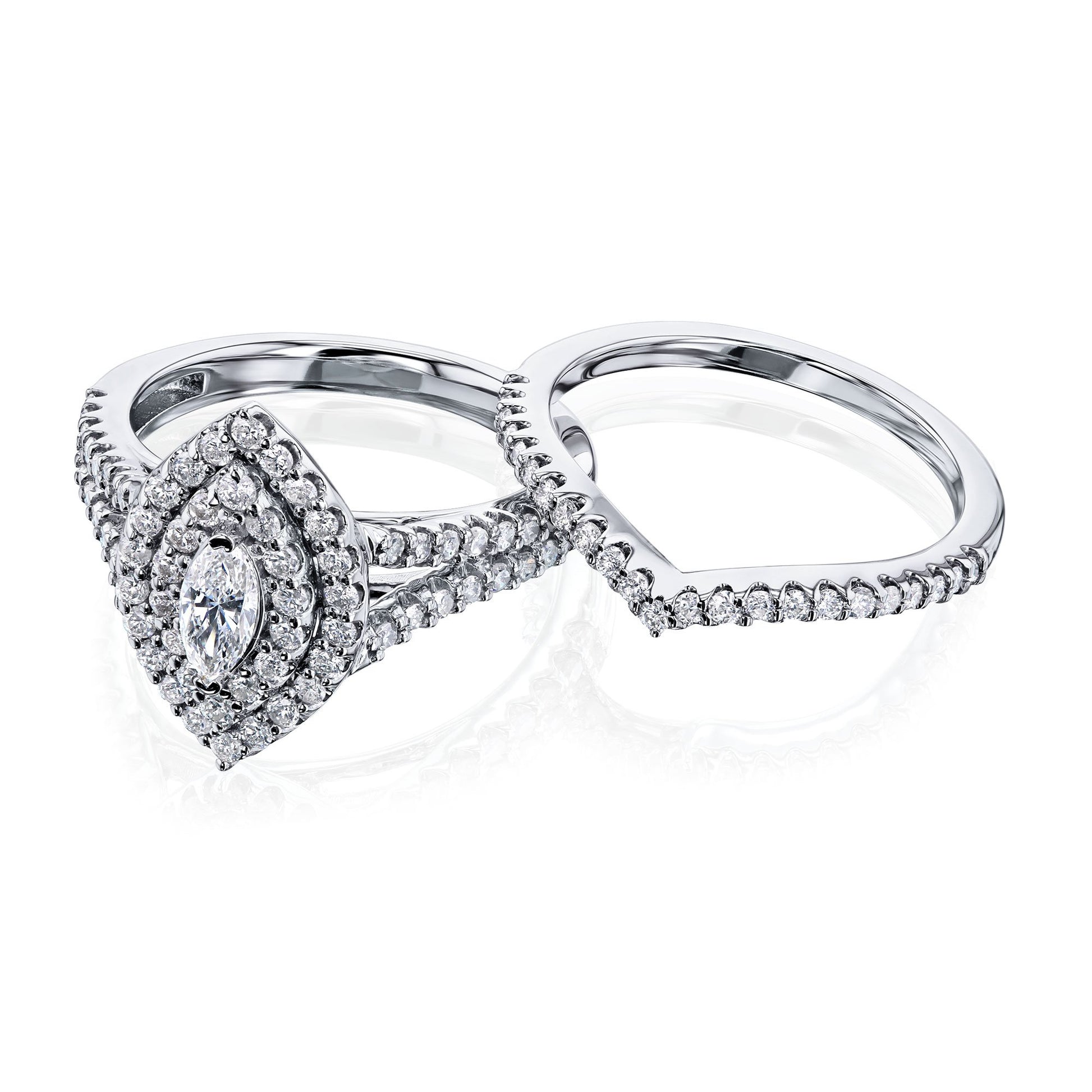 Kobelli Marquis Cluster Double Halo Split Shank Bridal Set