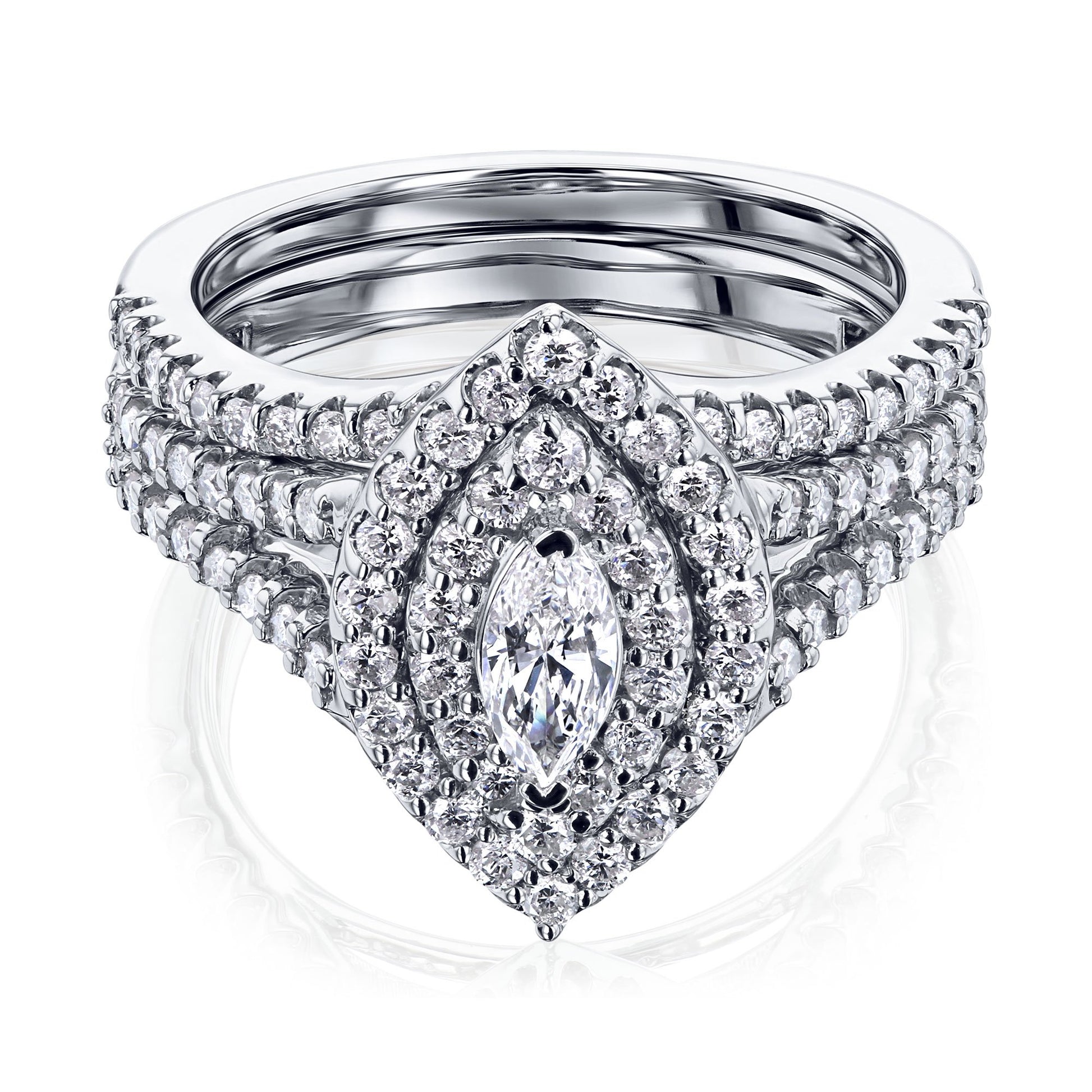 Kobelli Marquis Cluster Double Halo Split Shank Bridal Set