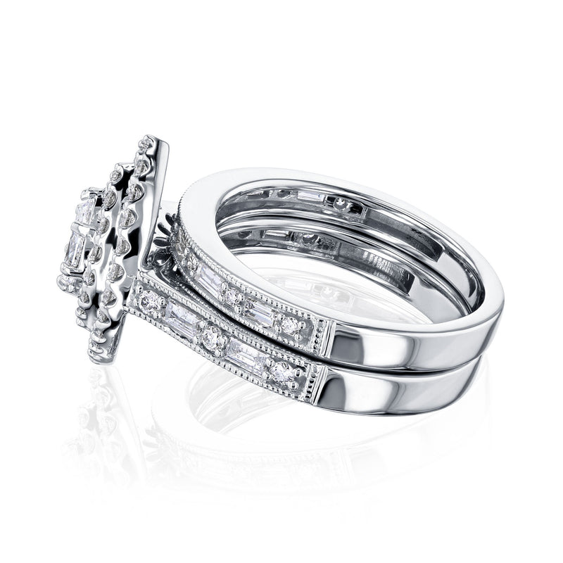 Kobelli Marquis Cluster Double Halo Diamond Wedding Set